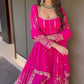 Magenta Pink Embroidered Anarkali with Dupatta – Elegant Festive Wear