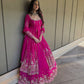 Magenta Pink Embroidered Anarkali with Dupatta – Elegant Festive Wear