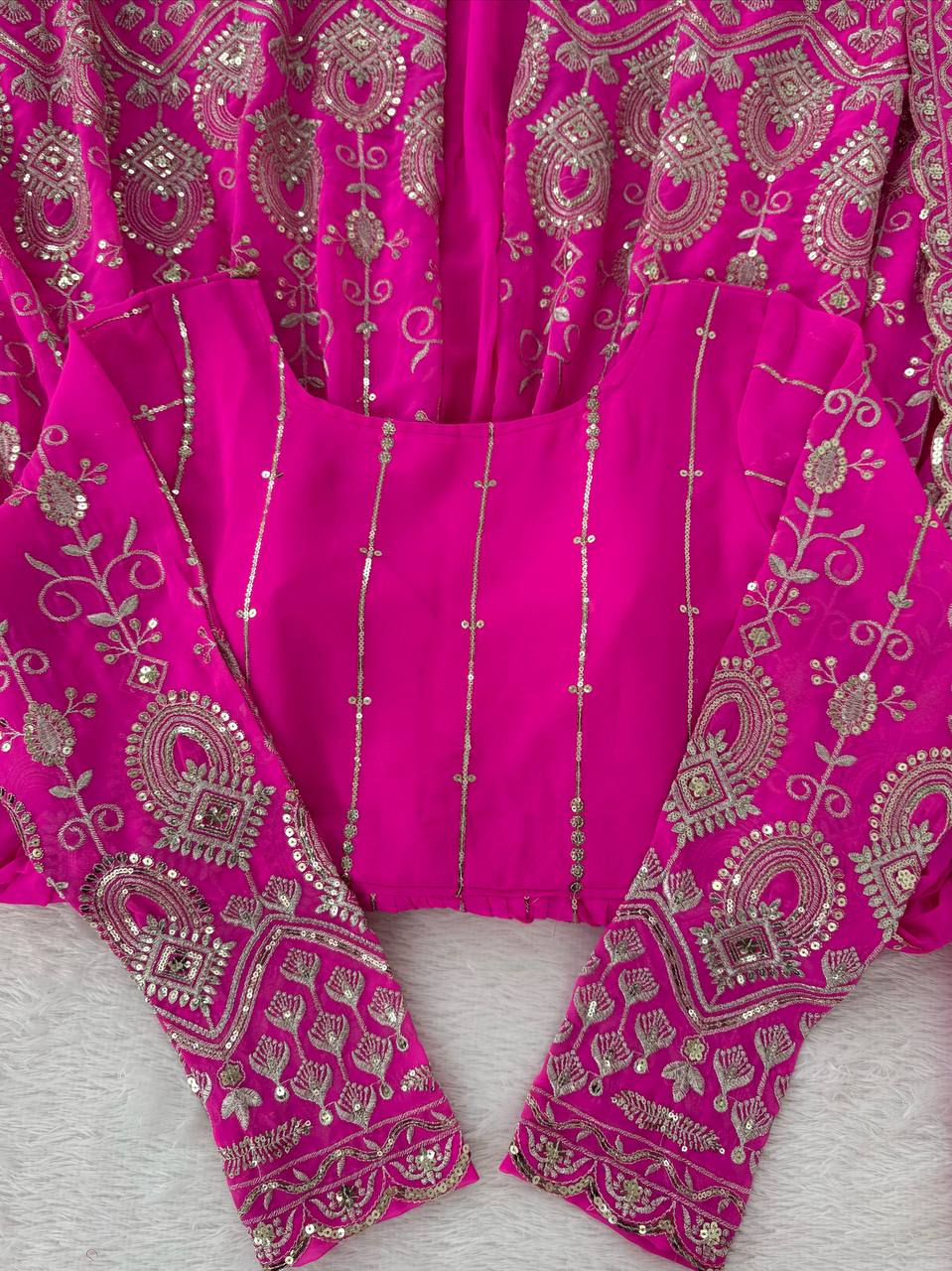 Magenta Pink Embroidered Anarkali with Dupatta – Elegant Festive Wear