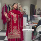 Luxury Chinon Silk Sharara Set with Thread & Sequin Embroidery