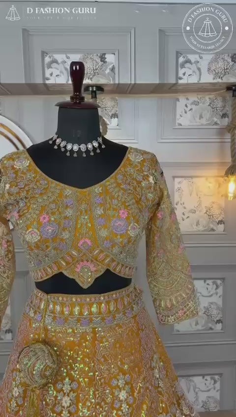 ✨ Mustard Majesty Butterfly Net Lehenga-1676-MUSTURD ✨