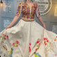 🌸 Royal Reverie: Reyon 3-Piece Semi-Stitched Lehenga Set with Elegant Mirror & Thread Work