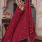 Red Designer Faux Georgette 3-Piece Plazo Set with Real Mirror Handwork (Lightweight | Style Elegance)
