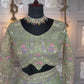sky green colour Semi-Stitched Butterfly Net Lehenga with Coding Sequins Work