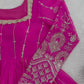 Magenta Pink Embroidered Anarkali with Dupatta – Elegant Festive Wear