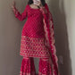 Faux Georgette Sharara Set with 9mm Sequin & Thread Work